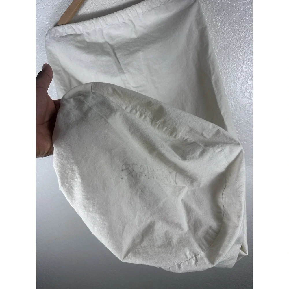 L.L.Bean Canvas Laundry Hamper Bag White Green Logo Drawstring